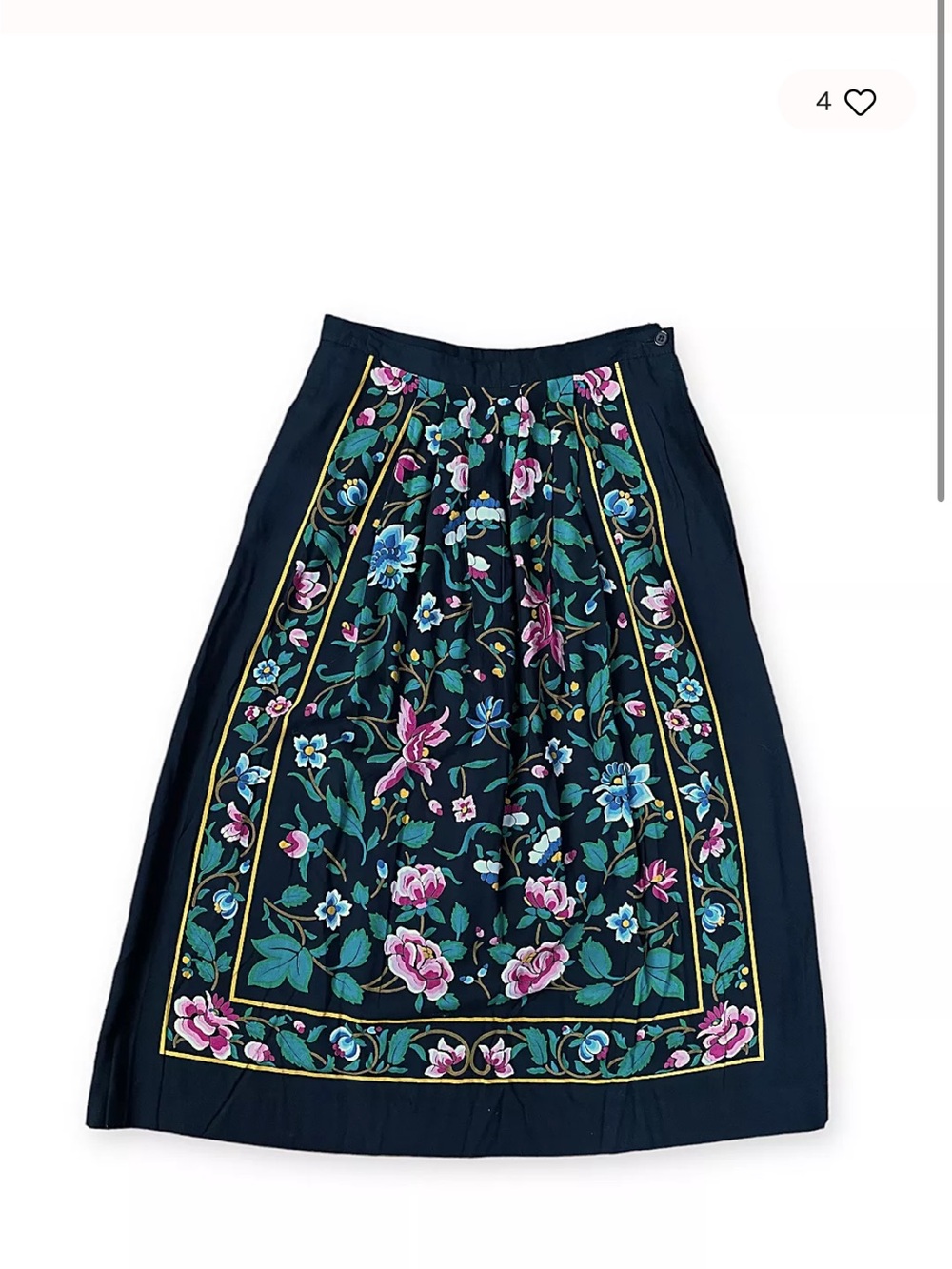 Vintage Folkloric Floral Rayon Skirt